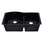 ALFI brand Black 33" Double Bowl Undermount Granite Composite Kitchen Sink