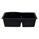 ALFI brand Black 33" Double Bowl Undermount Granite Composite Kitchen Sink