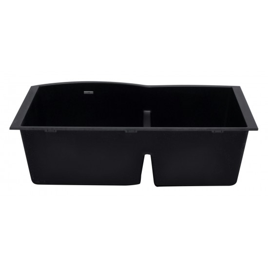 ALFI brand Black 33" Double Bowl Undermount Granite Composite Kitchen Sink