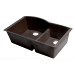 ALFI brand Chocolate 33" Double Bowl Undermount Granite Composite Kitchen Sink