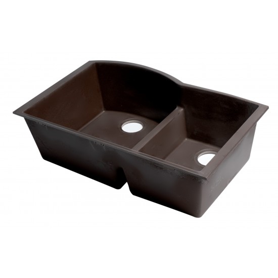 ALFI brand Chocolate 33" Double Bowl Undermount Granite Composite Kitchen Sink