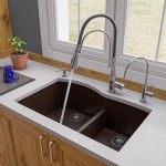 ALFI brand Chocolate 33" Double Bowl Undermount Granite Composite Kitchen Sink