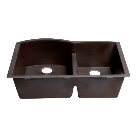 ALFI brand Chocolate 33" Double Bowl Undermount Granite Composite Kitchen Sink