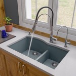 ALFI brand Titanium 33" Double Bowl Undermount Granite Composite Kitchen Sink