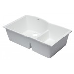 ALFI brand White 33" Double Bowl Undermount Granite Composite Kitchen Sink