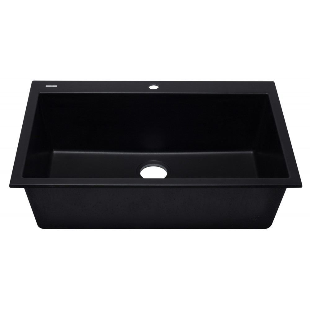 ALFI brand Black 33" Single Bowl Drop In Granite Composite Kitchen Sink