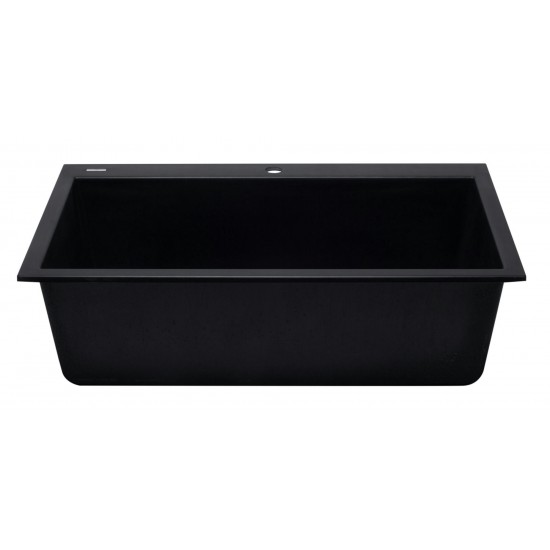 ALFI brand Black 33" Single Bowl Drop In Granite Composite Kitchen Sink