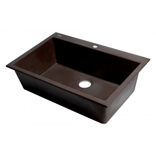 ALFI brand Chocolate 33" Single Bowl Drop In Granite Composite Kitchen Sink