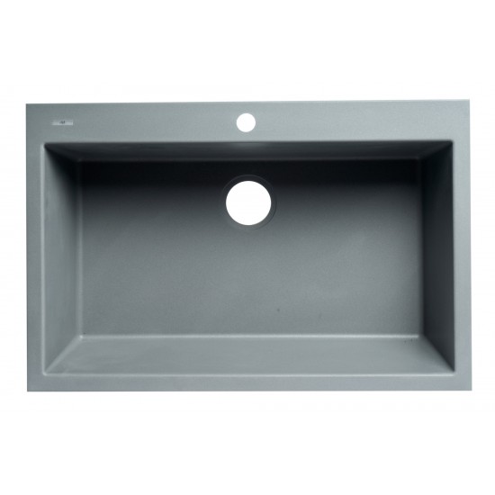 ALFI brand Titanium 33" Single Bowl Drop In Granite Composite Kitchen Sink