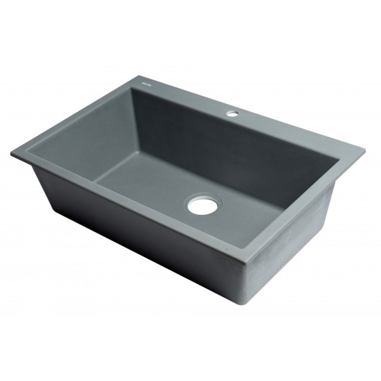 ALFI brand Titanium 33" Single Bowl Drop In Granite Composite Kitchen Sink