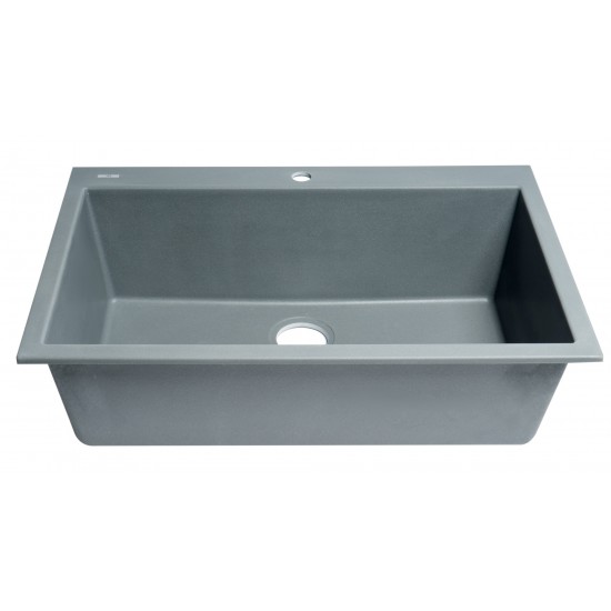 ALFI brand Titanium 33" Single Bowl Drop In Granite Composite Kitchen Sink
