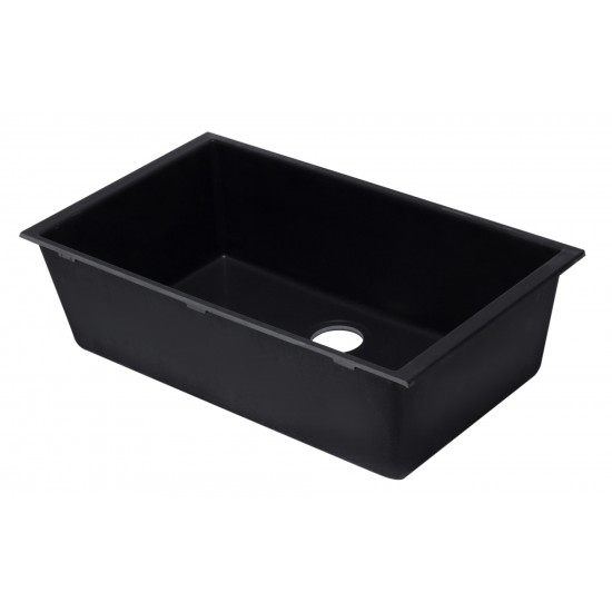 ALFI brand Black 33" Single Bowl Undermount Granite Composite Kitchen Sink