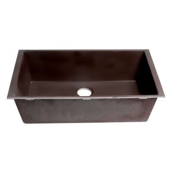 ALFI brand Chocolate 33" Single Bowl Undermount Granite Composite Kitchen Sink