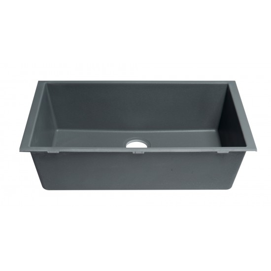 ALFI brand Titanium 33" Single Bowl Undermount Granite Composite Kitchen Sink