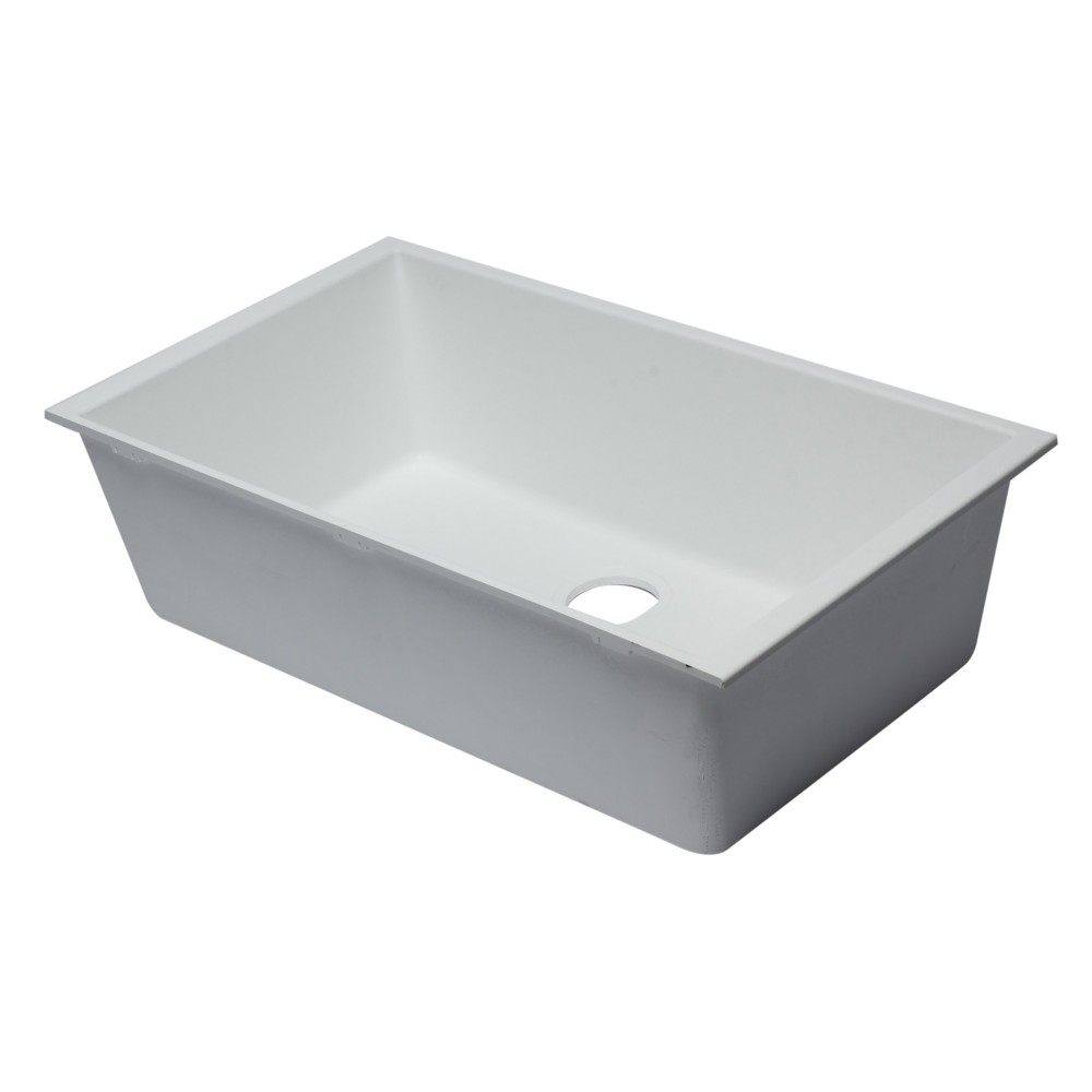 ALFI brand White 33" Single Bowl Undermount Granite Composite Kitchen Sink ALFI brand White 33" Single Bowl Undermount Granite Composite Kitchen Sink