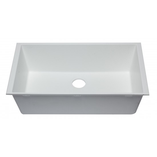 ALFI brand White 33" Single Bowl Undermount Granite Composite Kitchen Sink