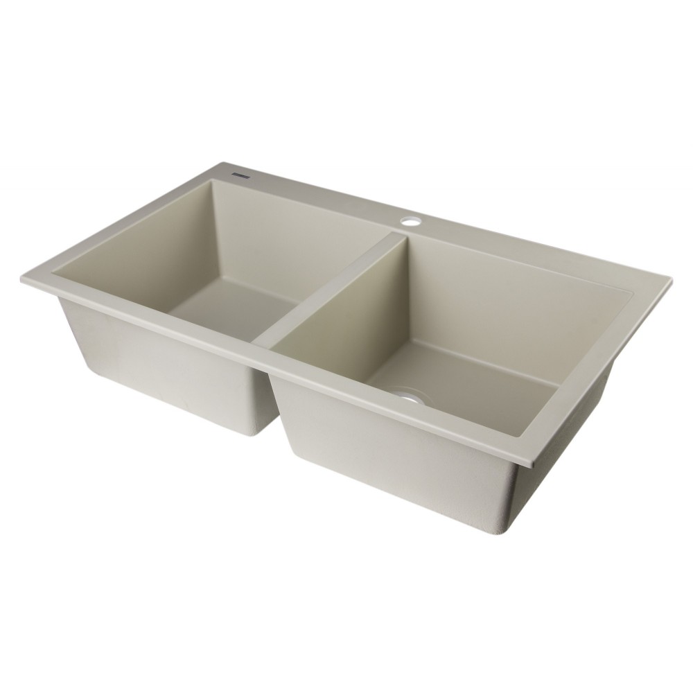 ALFI brand Biscuit 34" Drop-In Double Bowl Granite Composite Kitchen Sink ALFI brand Biscuit 34" Drop-In Double Bowl Granite Composite Kitchen Sink