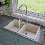 ALFI brand Biscuit 34" Drop-In Double Bowl Granite Composite Kitchen Sink
