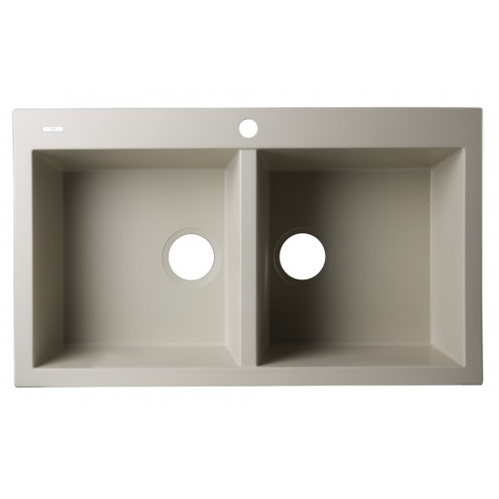 ALFI brand Biscuit 34" Drop-In Double Bowl Granite Composite Kitchen Sink