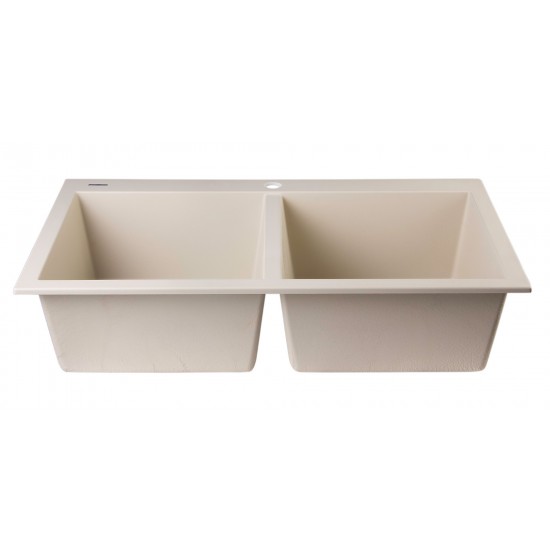 ALFI brand Biscuit 34" Drop-In Double Bowl Granite Composite Kitchen Sink