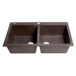 ALFI brand Chocolate 34" Drop-In Double Bowl Granite Composite Kitchen Sink