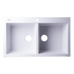 ALFI brand White 34" Drop-In Double Bowl Granite Composite Kitchen Sink
