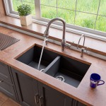ALFI brand Black 34" Undermount Double Bowl Granite Composite Kitchen Sink