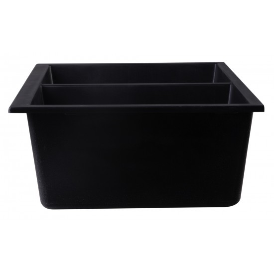ALFI brand Black 34" Undermount Double Bowl Granite Composite Kitchen Sink