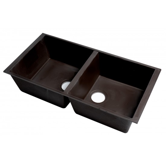 ALFI brand Chocolate 34" Undermount Double Bowl Granite Composite Kitchen Sink