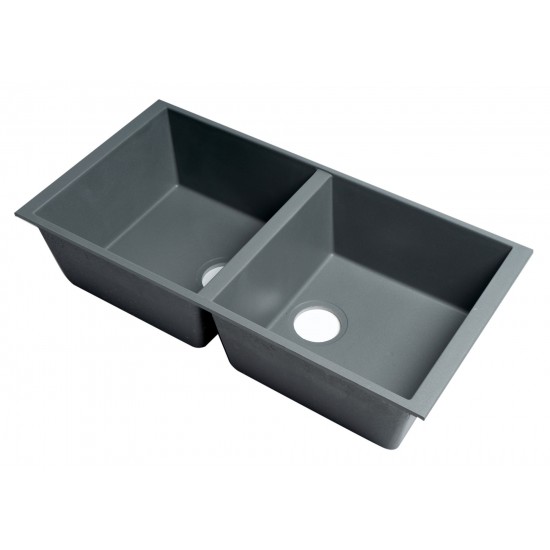 ALFI brand Titanium 34" Undermount Double Bowl Granite Composite Kitchen Sink