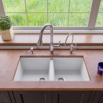 ALFI brand White 34" Undermount Double Bowl Granite Composite Kitchen Sink