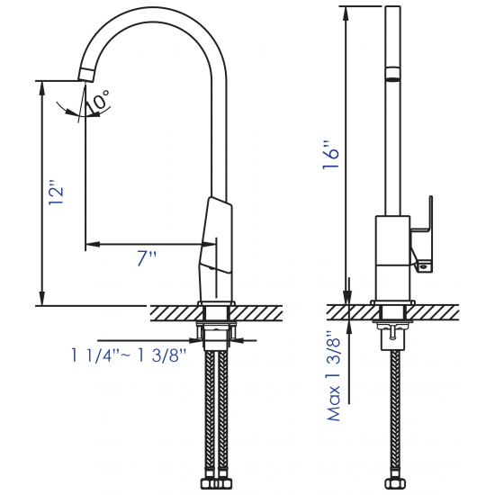 ALFI brand AB3470-PC Polished Chrome Gooseneck Single Hole Bathroom Faucet