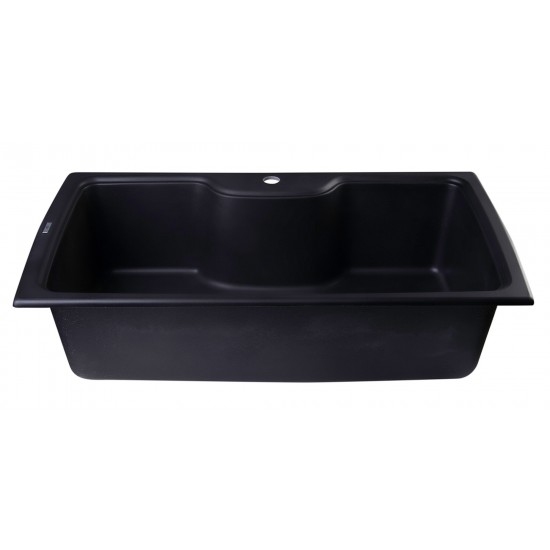 ALFI brand Black 35" Drop-In Single Bowl Granite Composite Kitchen Sink