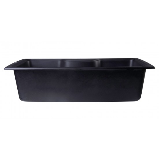 ALFI brand Black 35" Drop-In Single Bowl Granite Composite Kitchen Sink