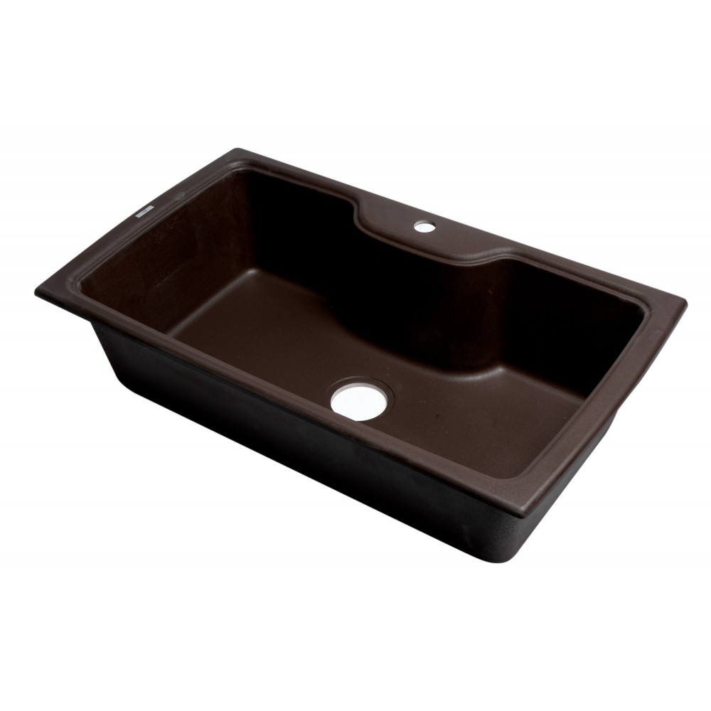 ALFI brand Chocolate 35" Drop-In Single Bowl Granite Composite Kitchen Sink