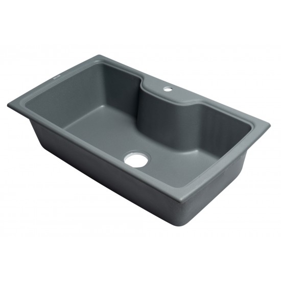 ALFI brand Titanium 35" Drop-In Single Bowl Granite Composite Kitchen Sink