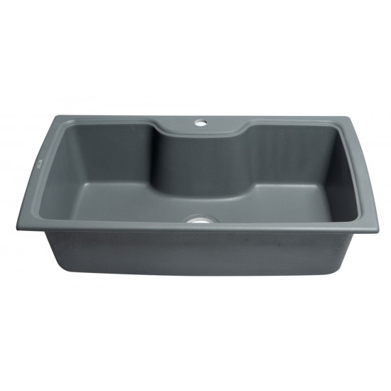 ALFI brand Titanium 35" Drop-In Single Bowl Granite Composite Kitchen Sink