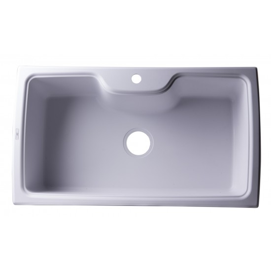 ALFI brand White 35" Drop-In Single Bowl Granite Composite Kitchen Sink