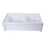 ALFI brand 36" White Arched Apron Thick Wall Fireclay Double Bowl Farm Sink