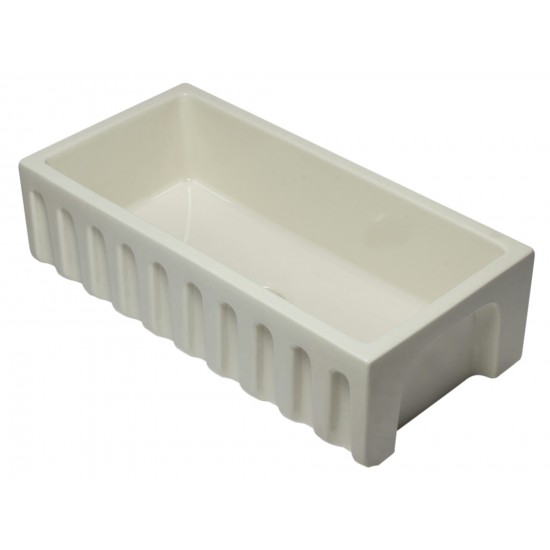 ALFI brand Biscuit Reversible Smooth / Fluted Single Bowl Fireclay Farm Sink