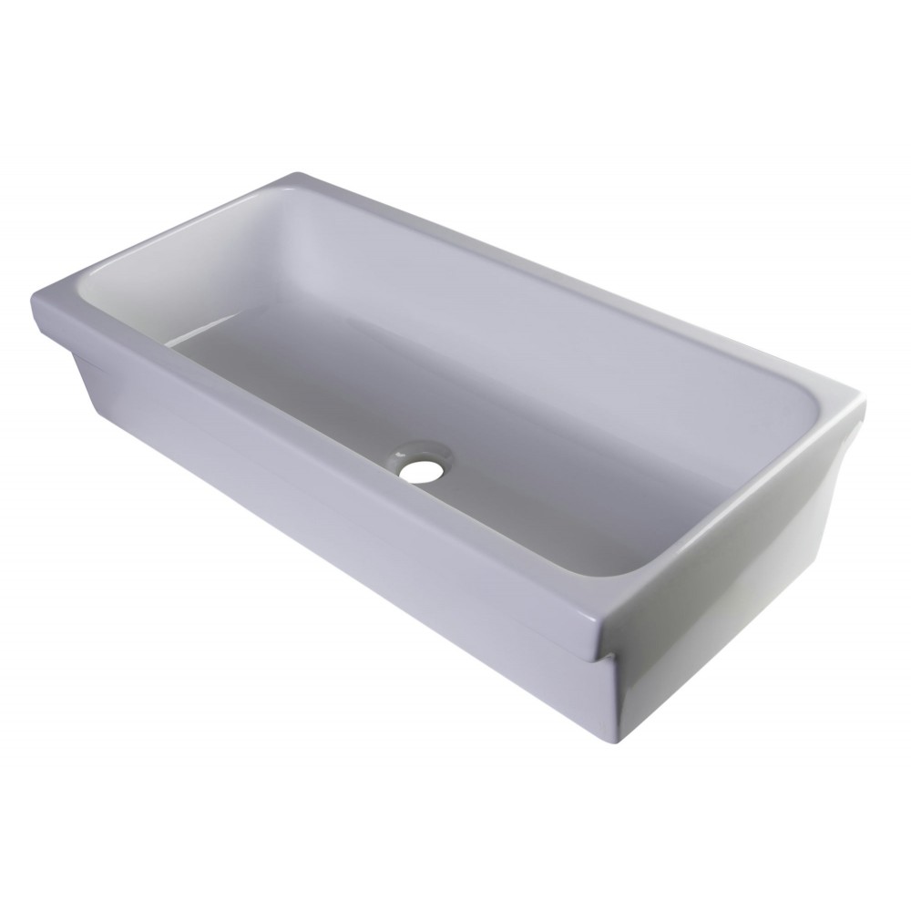 ALFI brand AB36TR 36" White Above Mount Fireclay Bath Trough Sink