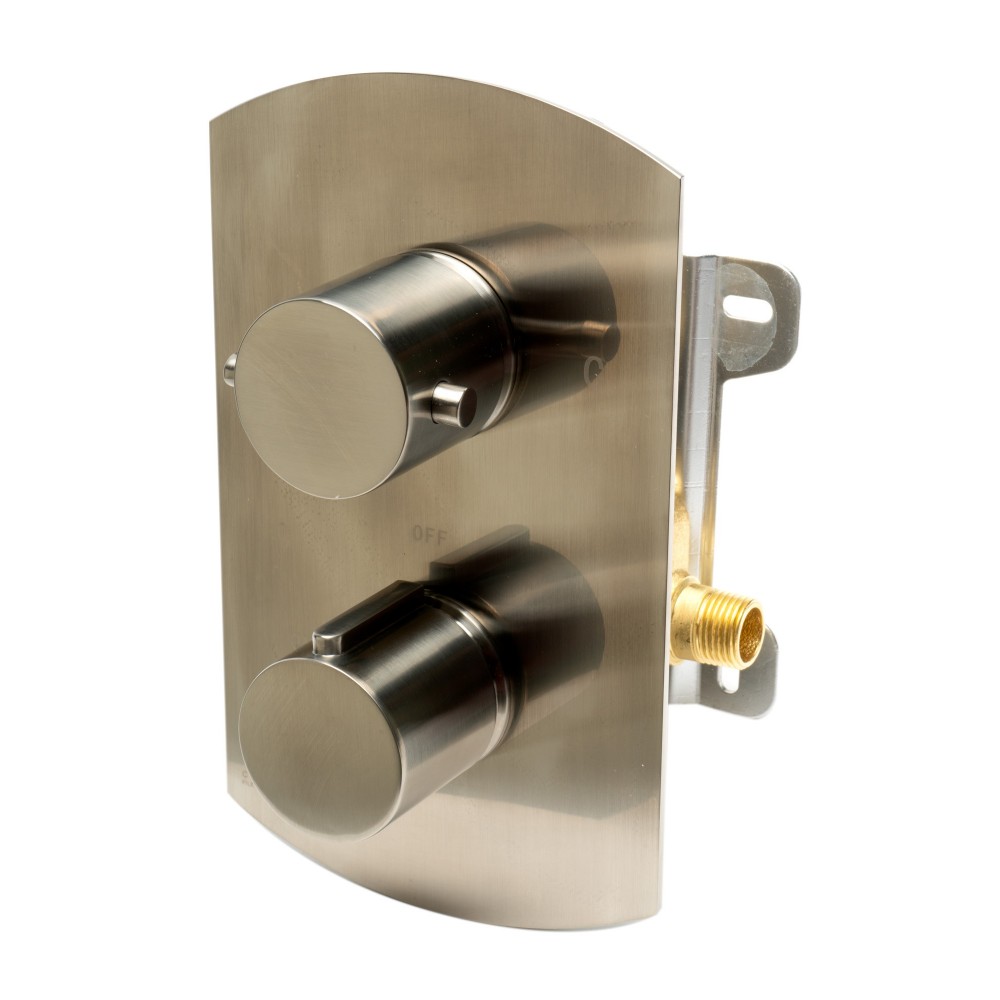 ALFI brand AB3809-BN Brushed Nickel Round Knob 1 Way Thermostatic Shower Mixer