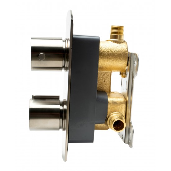 ALFI brand AB3809-BN Brushed Nickel Round Knob 1 Way Thermostatic Shower Mixer