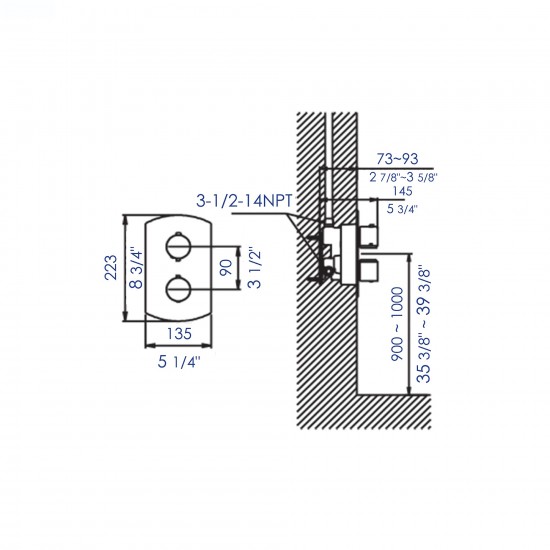 ALFI brand AB3809-BN Brushed Nickel Round Knob 1 Way Thermostatic Shower Mixer