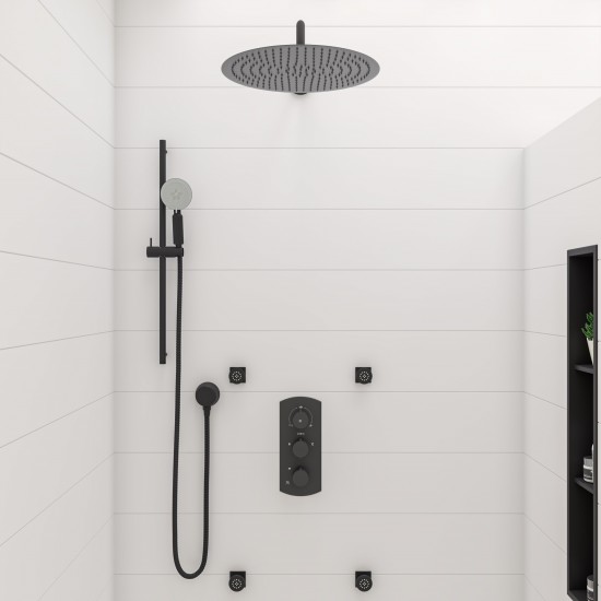 ALFI brand AB3830-BM Black Matte 2" Round Adjustable Shower Body Spray