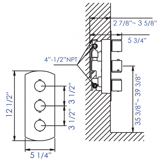 ALFI brand AB3901-BN Brushed Nickel Round 2 Way Thermostatic Shower Mixer