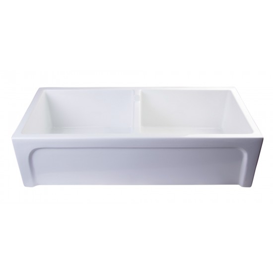 ALFI brand 39" White Arched Apron Thick Wall Fireclay Double Bowl Farm Sink