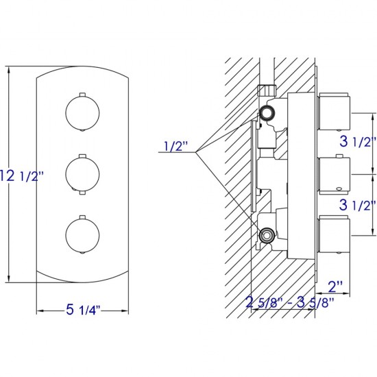 ALFI brand Concealed 3-Way Thermostatic Valve Shower Mixer Round Knobs