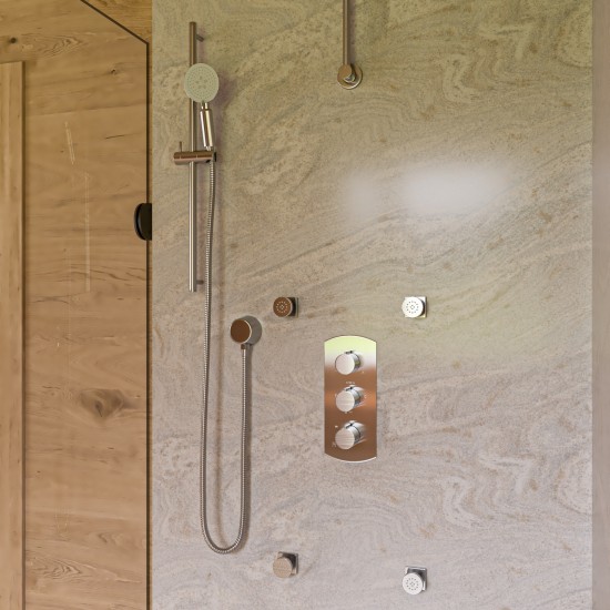 ALFI brandConcealed 4-Way Thermostatic Valve Shower Mixer /w Round Knobs