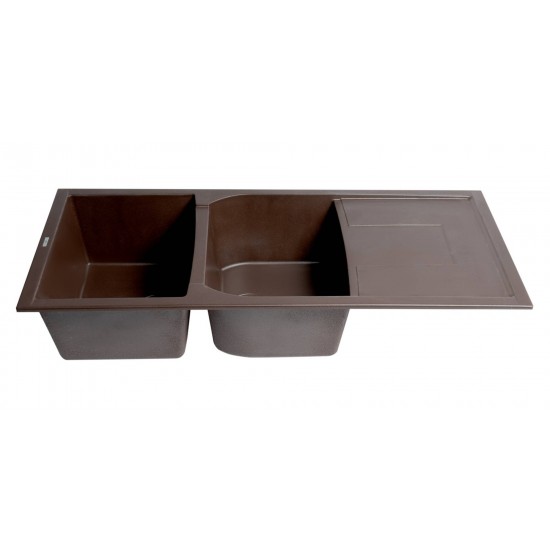 ALFI brand 46" Double Bowl Granite Composite Kitchen Sink with Drainboard